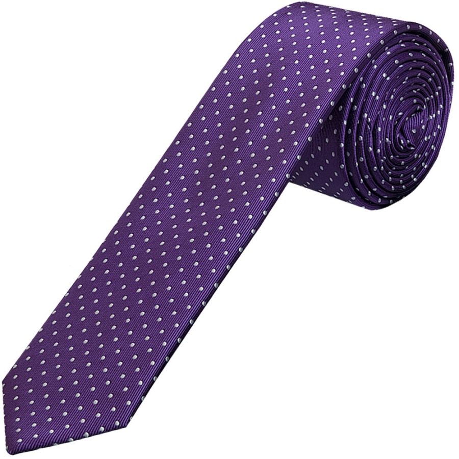 Purple and White Polka Dot Skinny Boys Tie