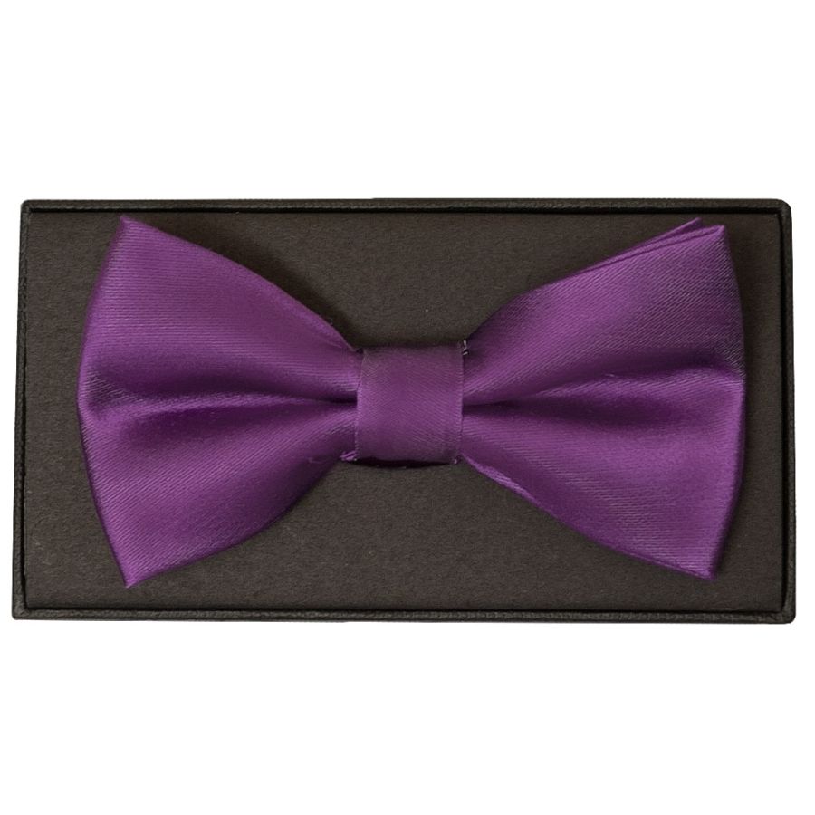 Plain Cadburys Purple Satin Silk Mens Bow Tie