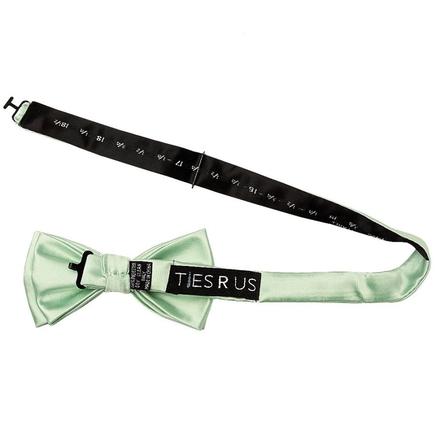 Pale Mint Handmade Mens Bow Tie and Pocket Square Set