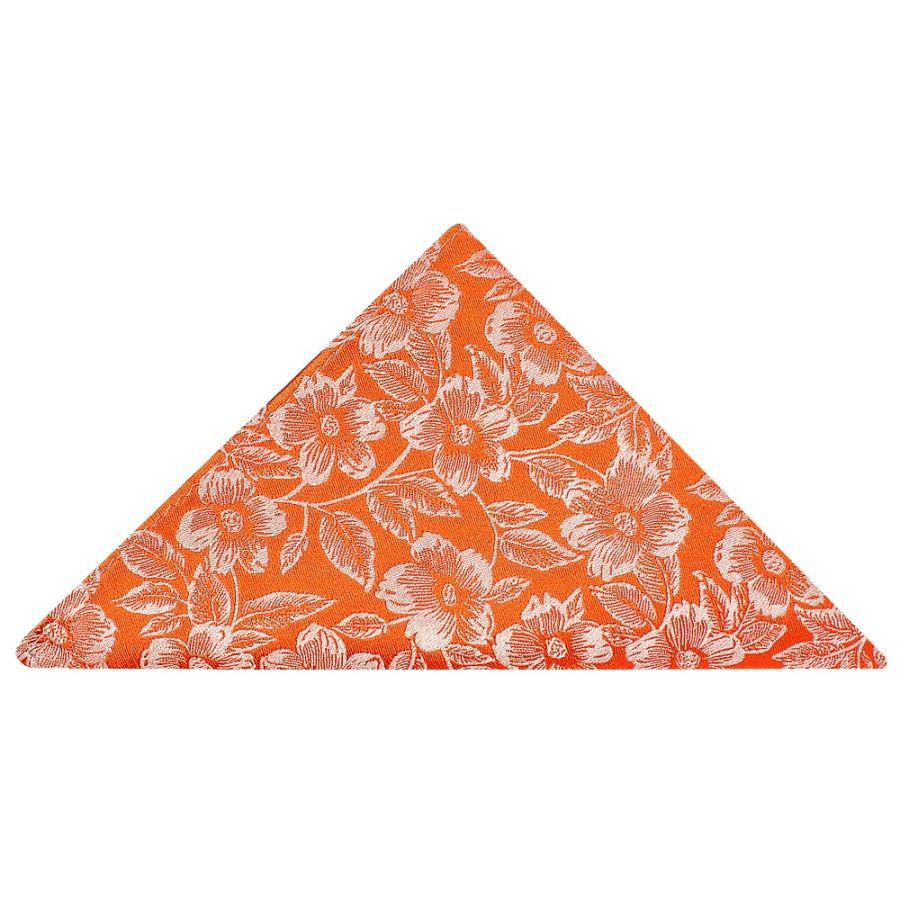 Orange Floral Silk Pocket Square