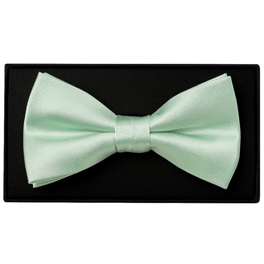 Plain Moss Green Satin Silk Mens Bow Tie