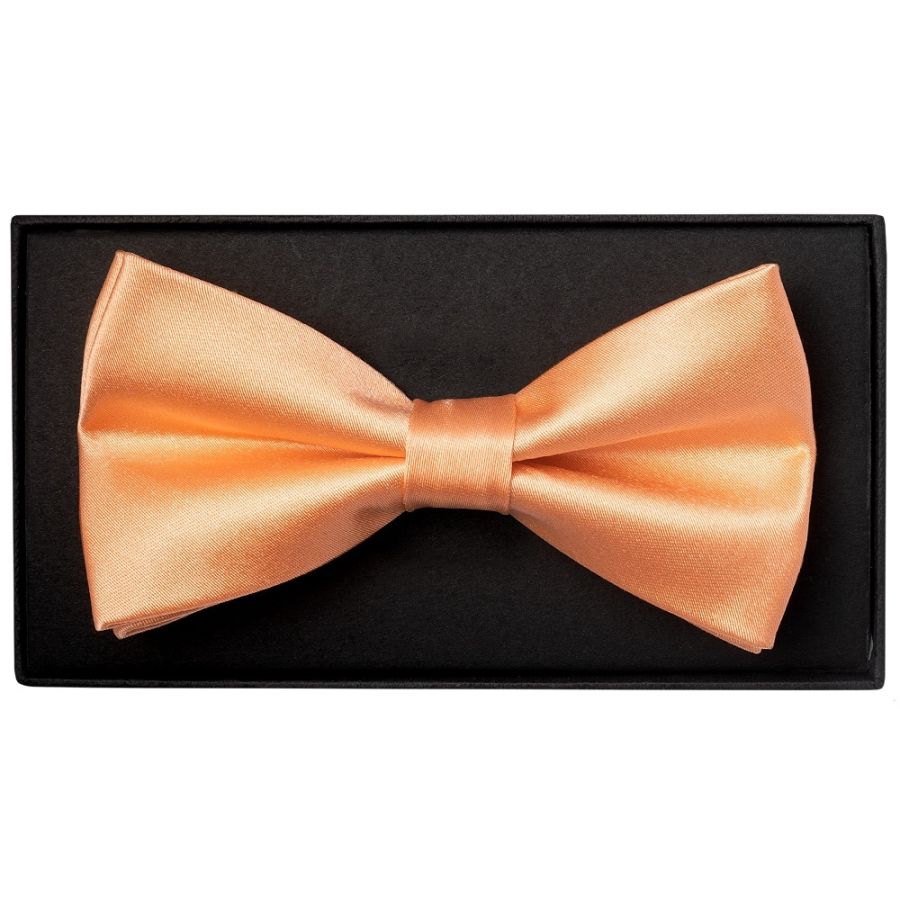 Plain Peach Satin Silk Mens Bow Tie