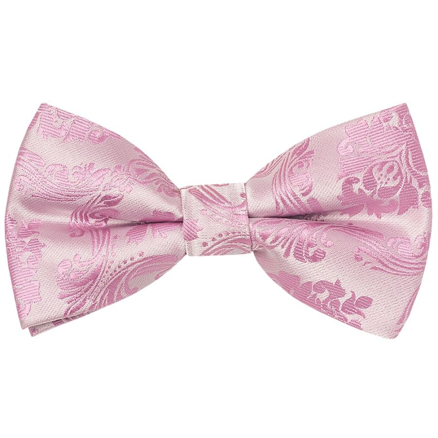 Pre Tied Dusty Pink Paisley Boys Bow Tie Age 4-7