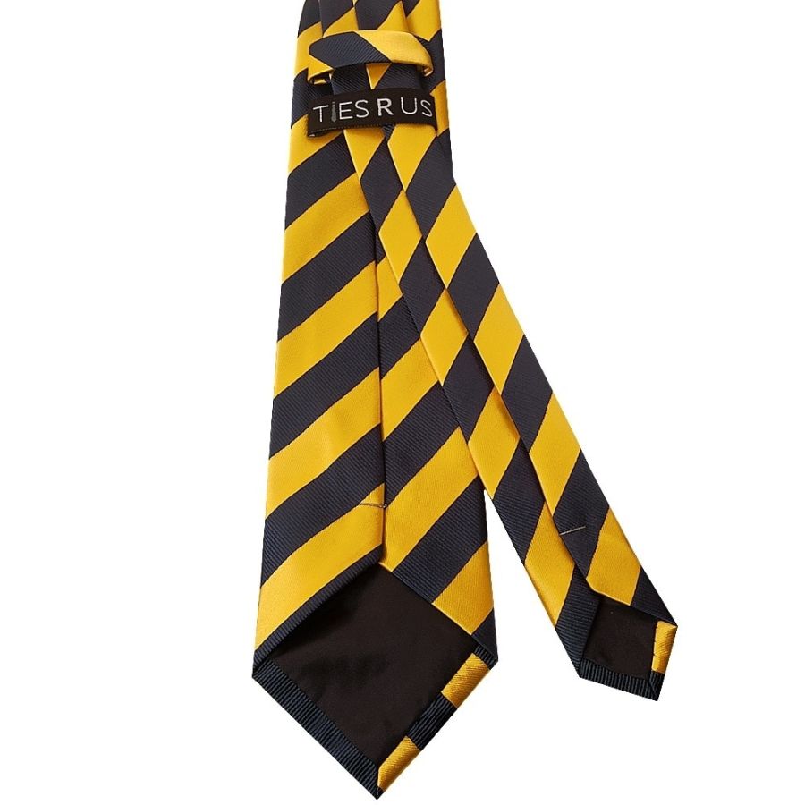 Navy and Yellow Striped Classic Men's Tie and Pocket Square Set