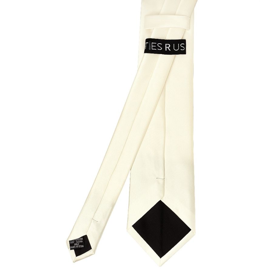 Plain Off White Satin Classic Men's Tie and Pocket Square Set