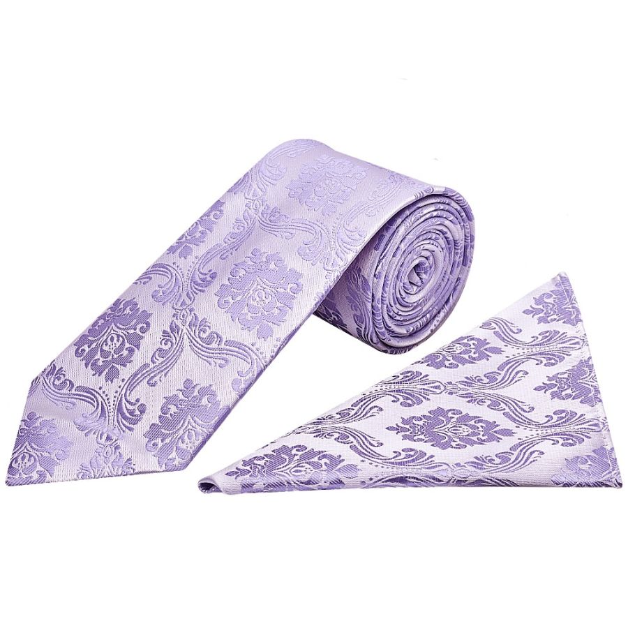 Lilac Paisley Classic Men's Tie and Pocket Square Set