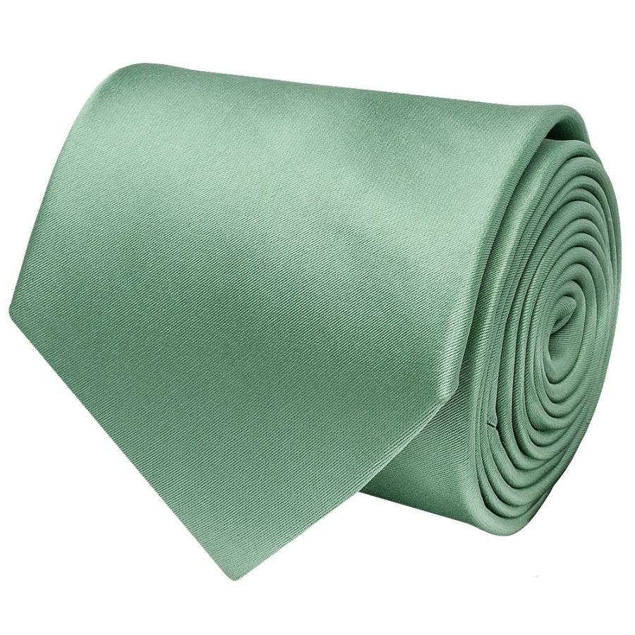 Plain Seagrass Satin Classic Mens Tie and Pocket Square Set