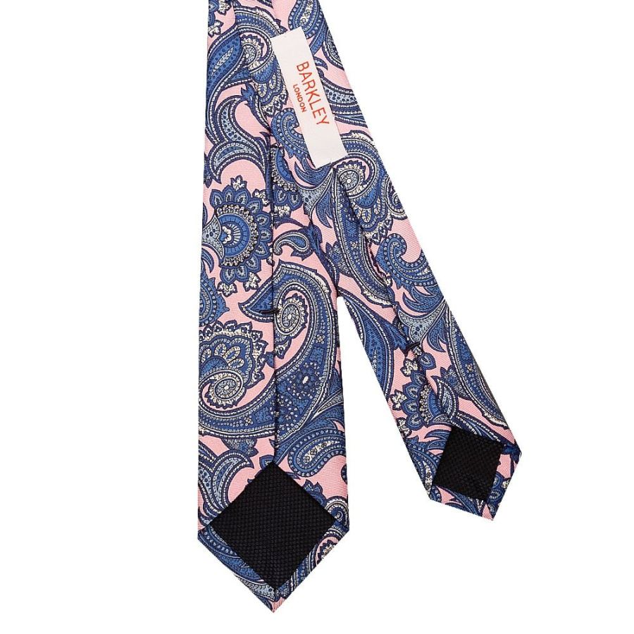 Pink with Blue Paisley Skinny Men's Tie