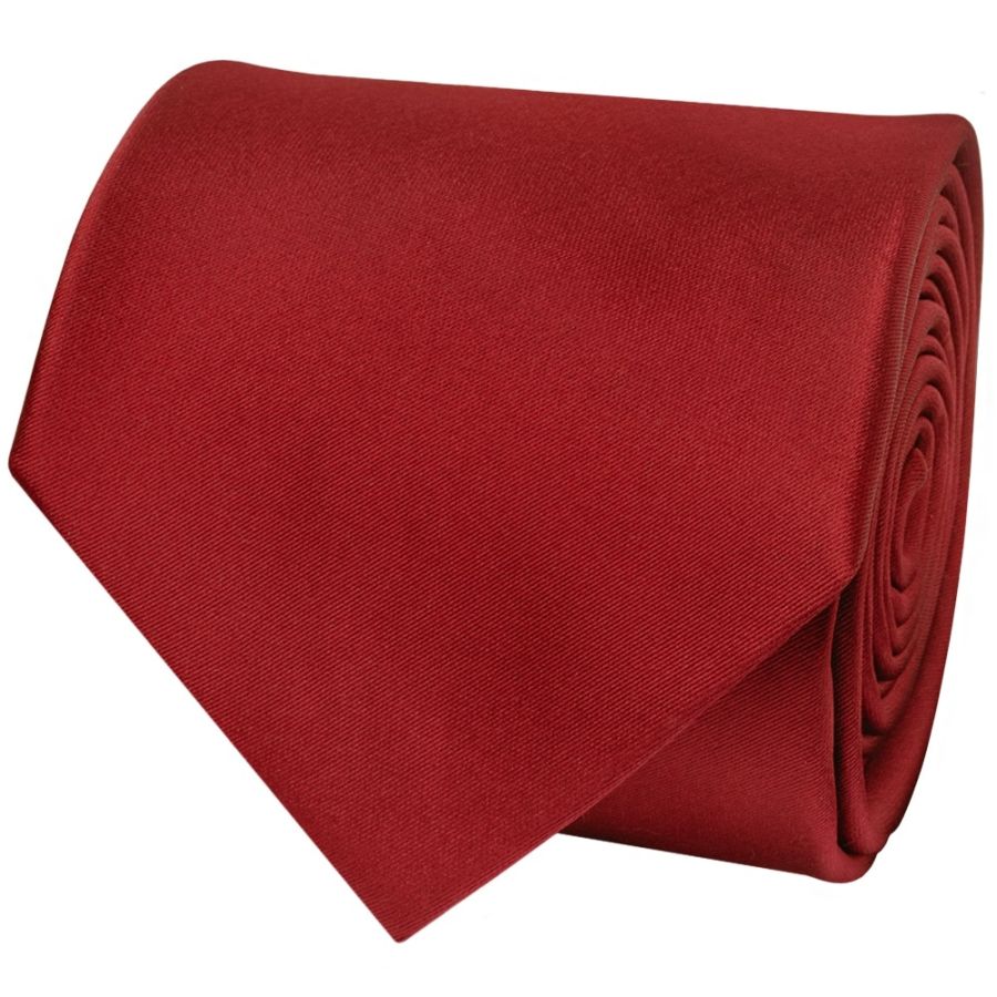 Plain Red Wine Satin Classic Men's Tie Pocket Square Set