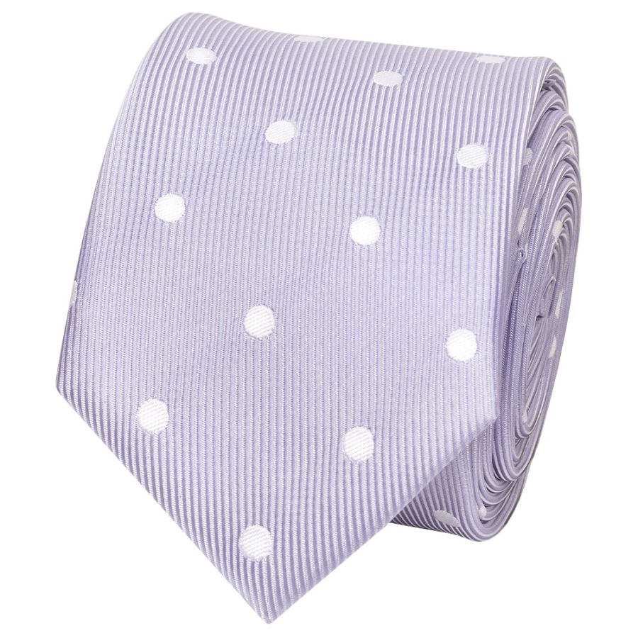 Lilac Large White Spot Skinny Men's Tie
