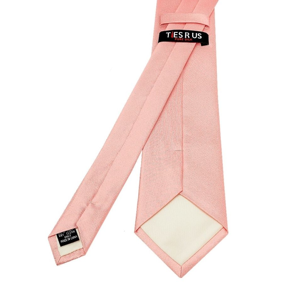 Plain Salmon Peach  Silk Classic Men's Tie and Pocket Square Set