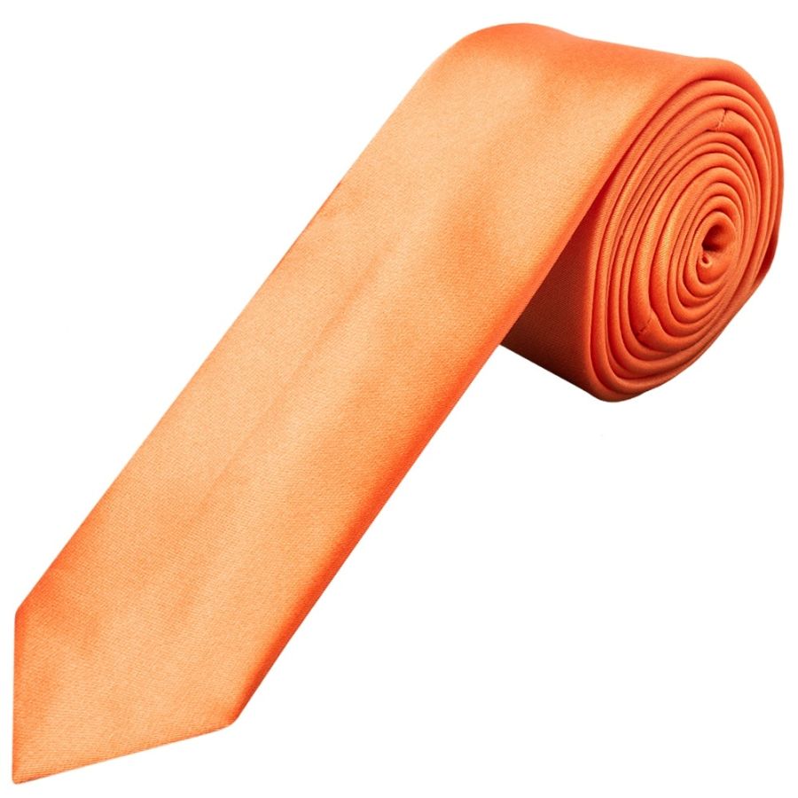 Burnt Orange Satin Skinny Men's Tie