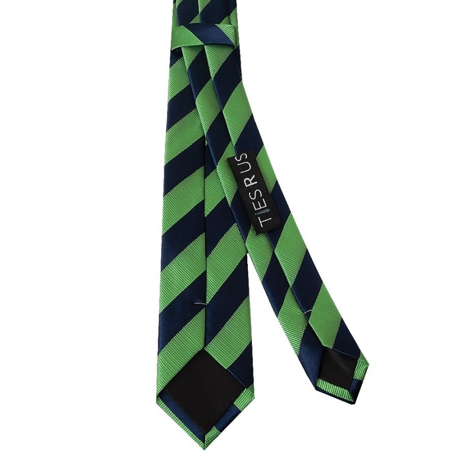 Navy and Lime Striped Skinny Men's Tie and Pocket Square Set