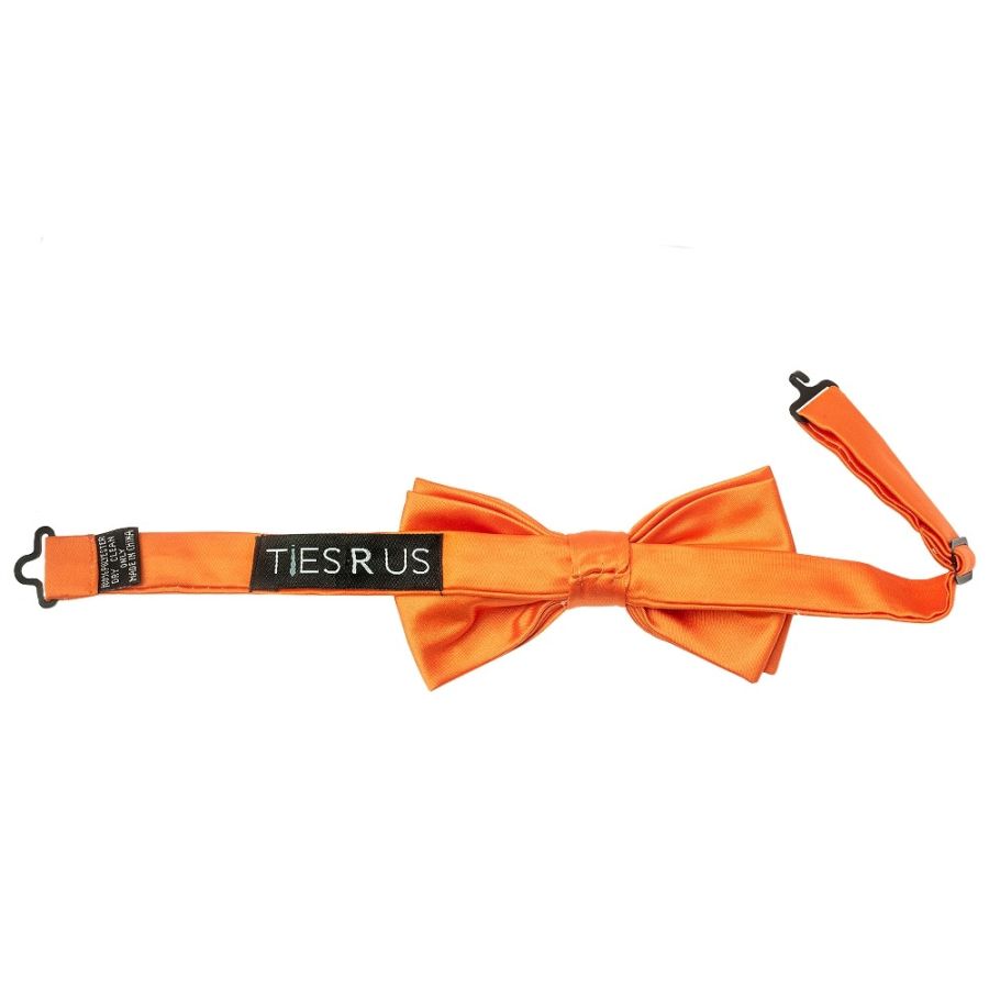Pre Tied Orange Satin Boys Bow Tie and Pocket Square Set Age 4-7