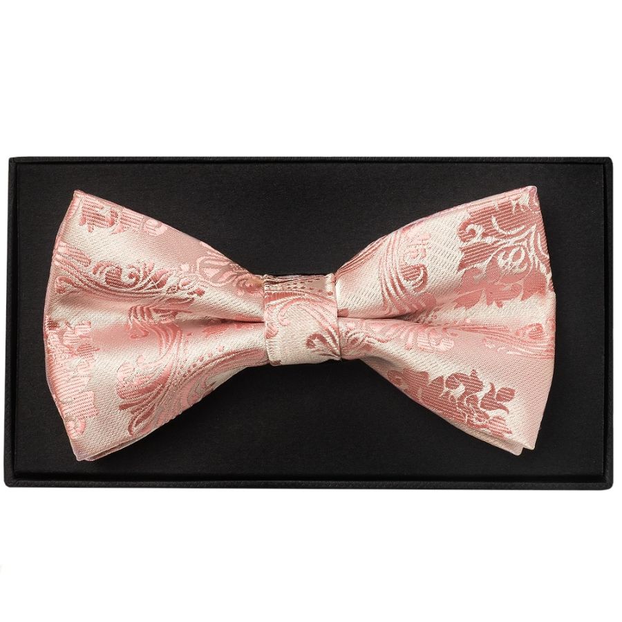 Rose Gold Paisley Handmade Mens Bow Tie