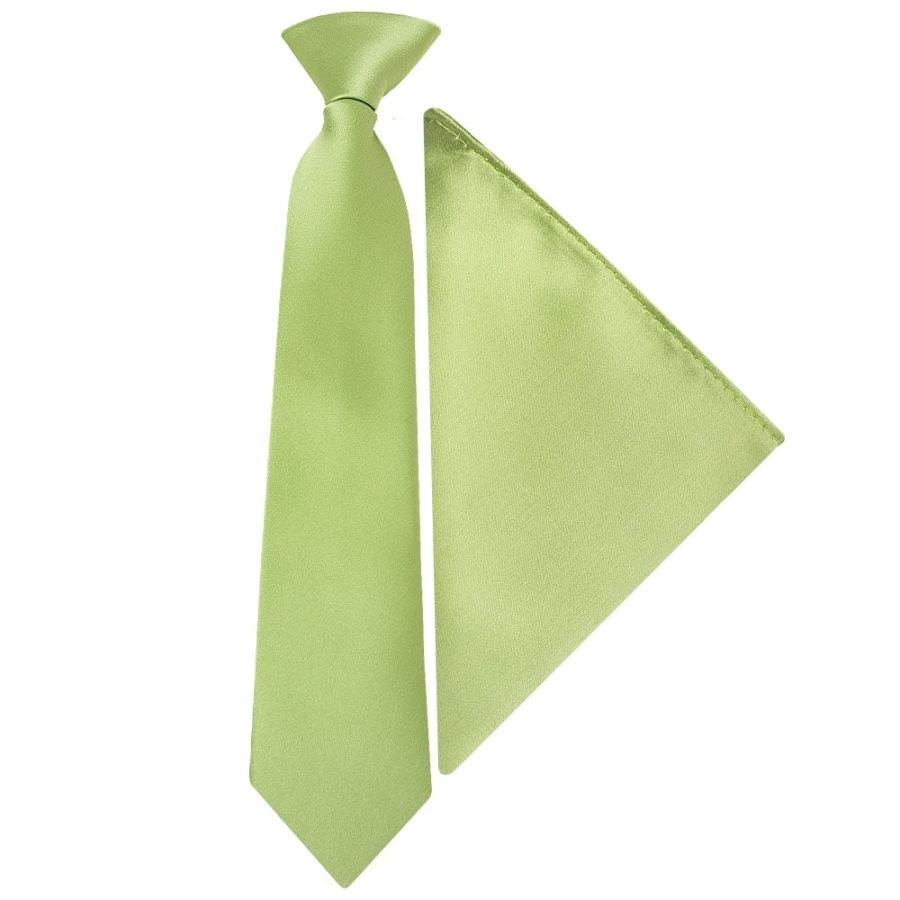 Pre Tied Light Sage Boys Tie and Pocket Square Set Age 4-7