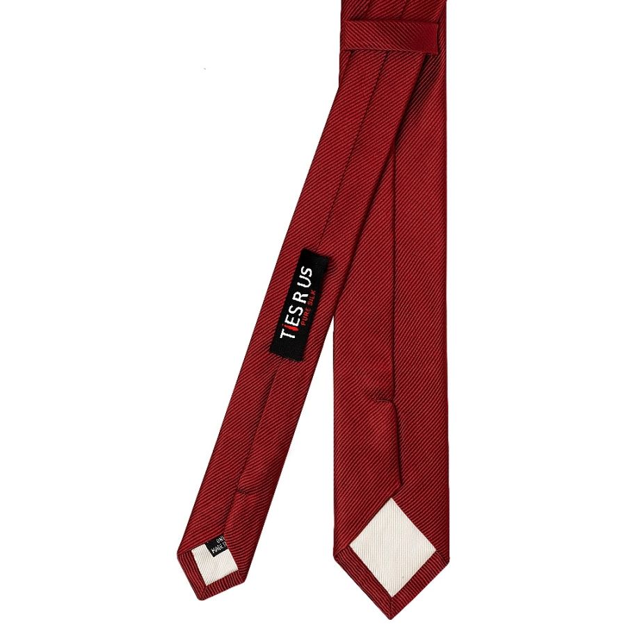 Red Silk Twill Skinny Mens Tie and Pocket Square Set