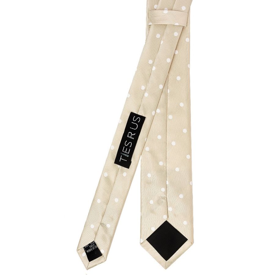 Champagne Large White Spot Skinny Men's Tie