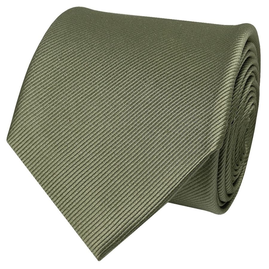 Olive Silk Twill Classic Men's Tie and Pocket Square Set