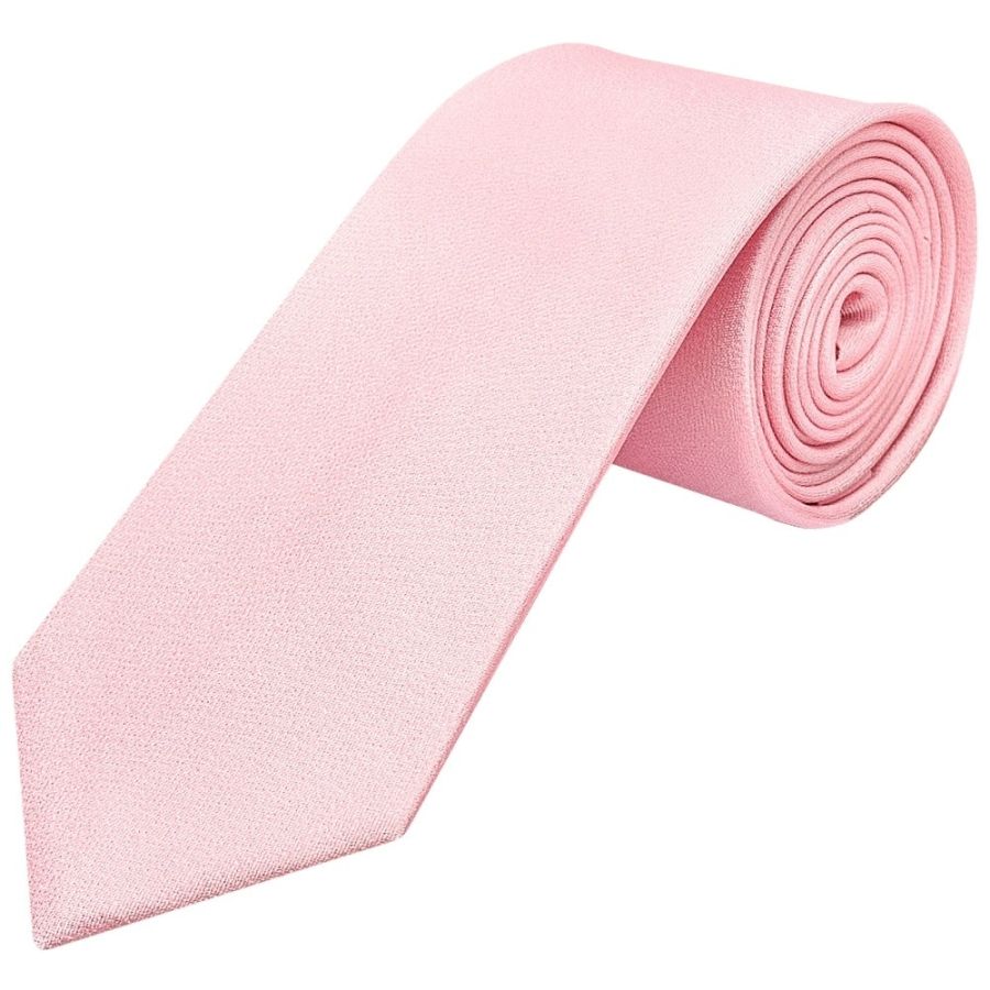 Plain Blush Pink Silk Classic Men's Tie and Pocket Square Set