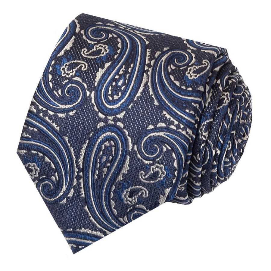 Navy Paisley Classic Men's Silk Tie