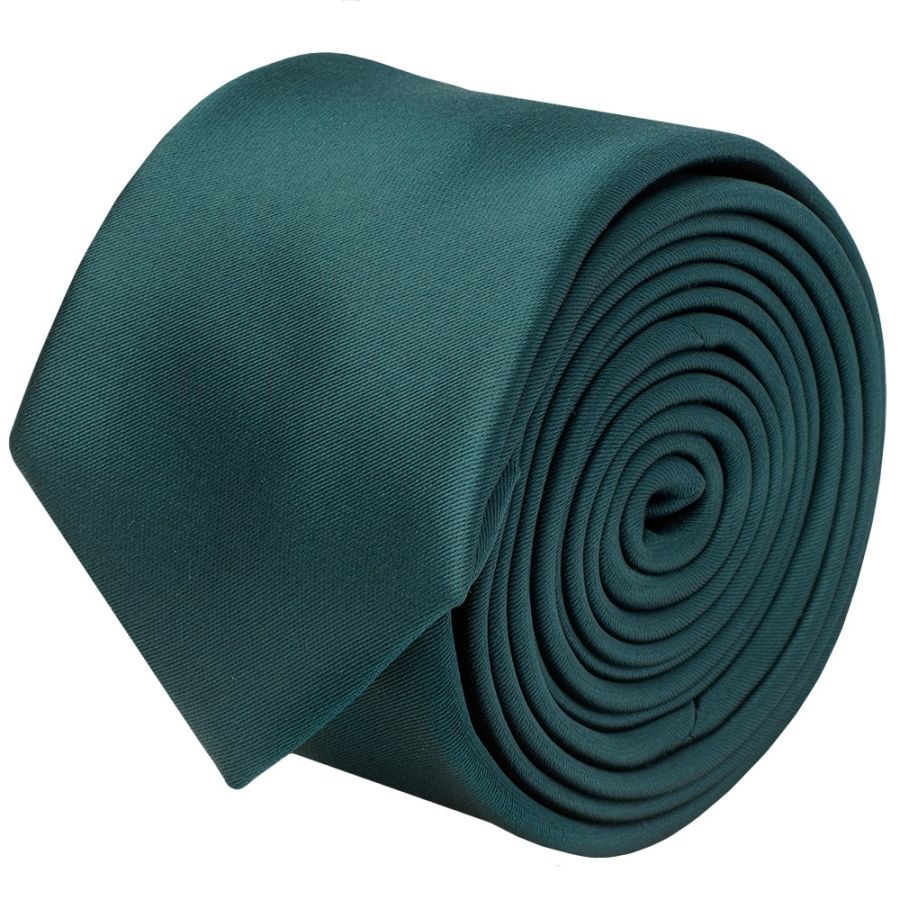 Plain Dark Teal Satin Skinny Men's Tie and Pocket Square Set