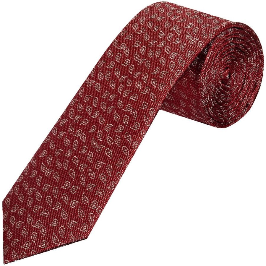 Burgundy Micro Paisley Classic Men's Silk Tie