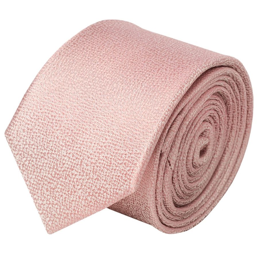 END OF SEASON STOCK Plain Rose Gold Silk Skinny Men's Tie