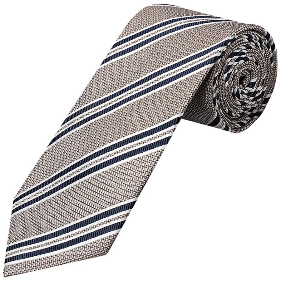 Silver Twin Stripe Classic Men's Tie and Pocket Square Set