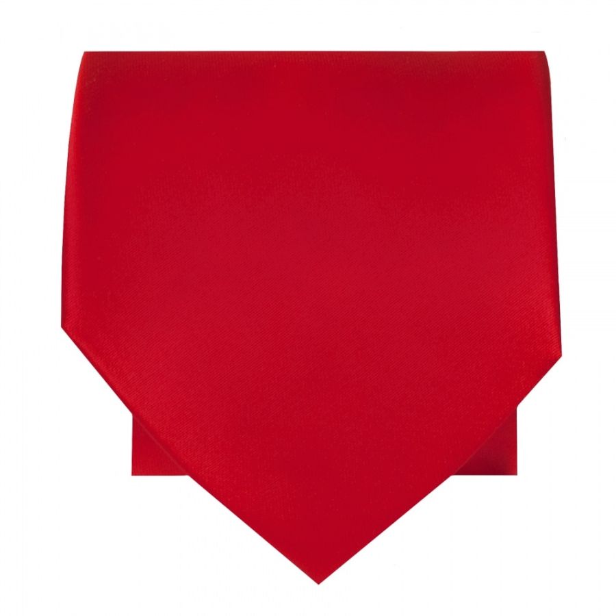 Plain Scarlet Red Satin Classic Men's Tie and Pocket Square Set