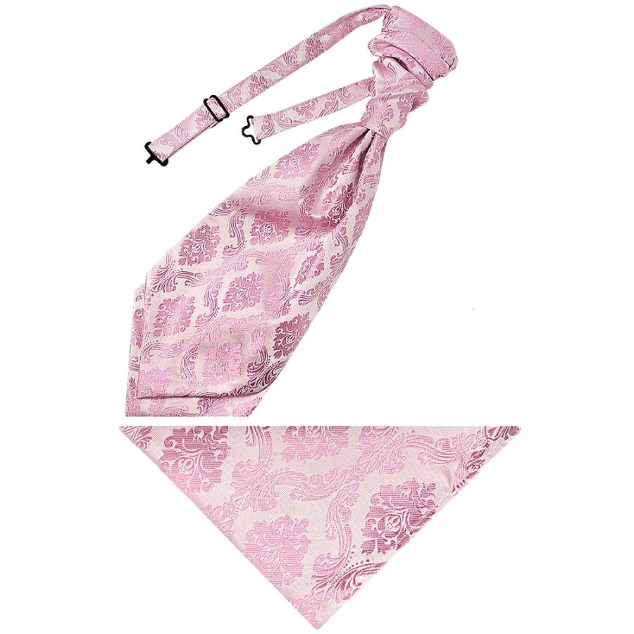 Dusty Pink Paisley Men's Cravat Tie and Pocket Square Set