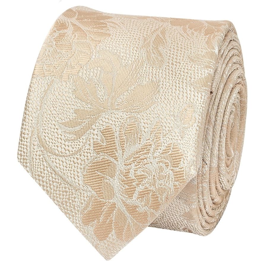 Gold Flower Skinny Men's Tie and Pocket Square Set