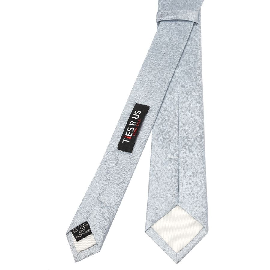 Plain Light Blue Textured Silk Skinny Boys Tie