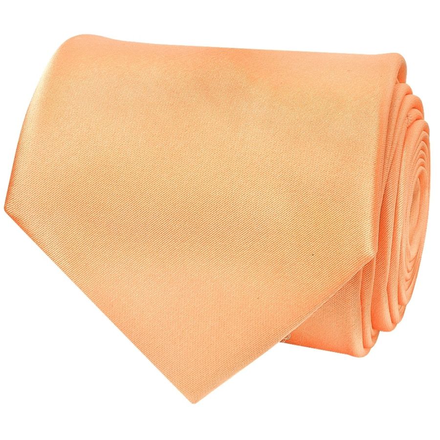 Plain Peach Satin Classic Men's Tie and Pocket Square Set