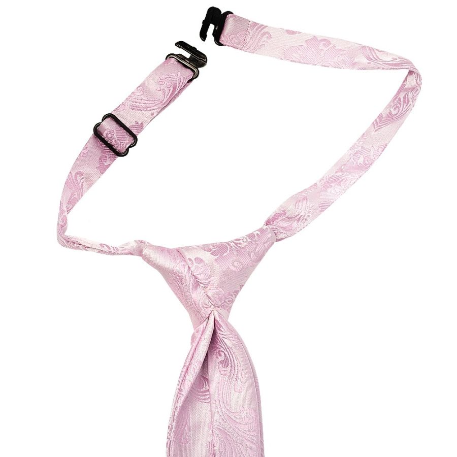 Pre Tied Light Dusty Pink Paisley Boys Tie Age 4-7