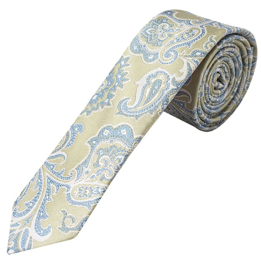 Green and Blue Paisley Skinny Men's Tie