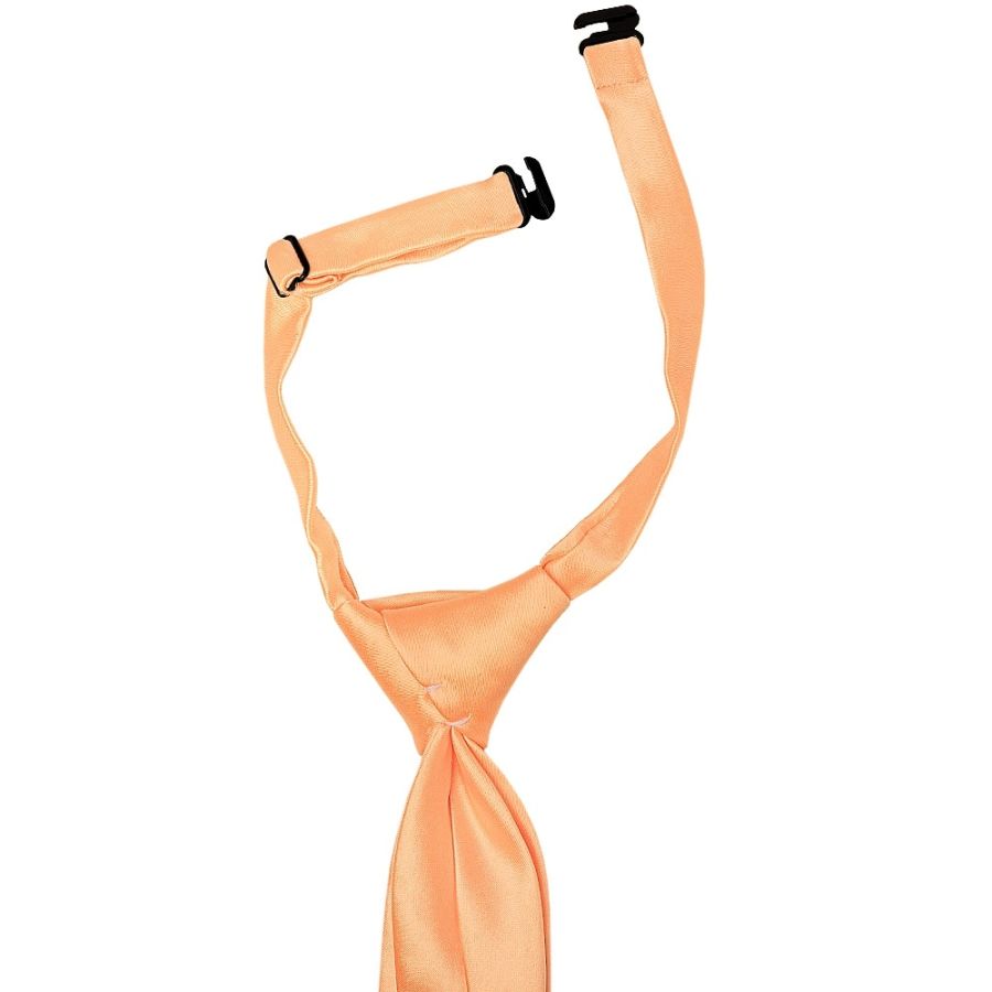 Pre Tied Peach Satin Boys Tie and Pocket Square Set Age 4-7