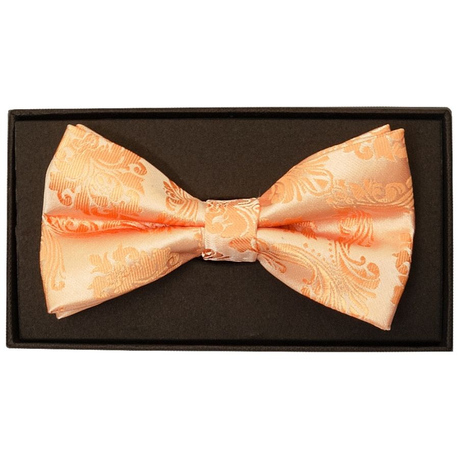 Peach Paisley Handmade Mens Bow Tie