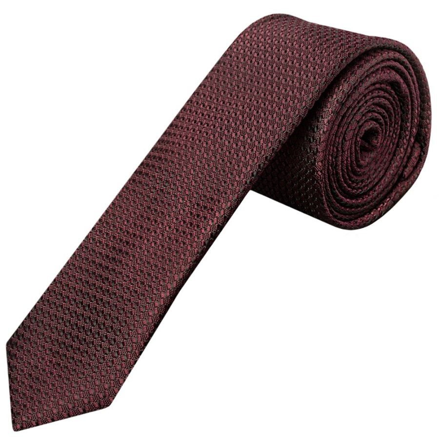 Burgundy Textured Skinny Tie 
