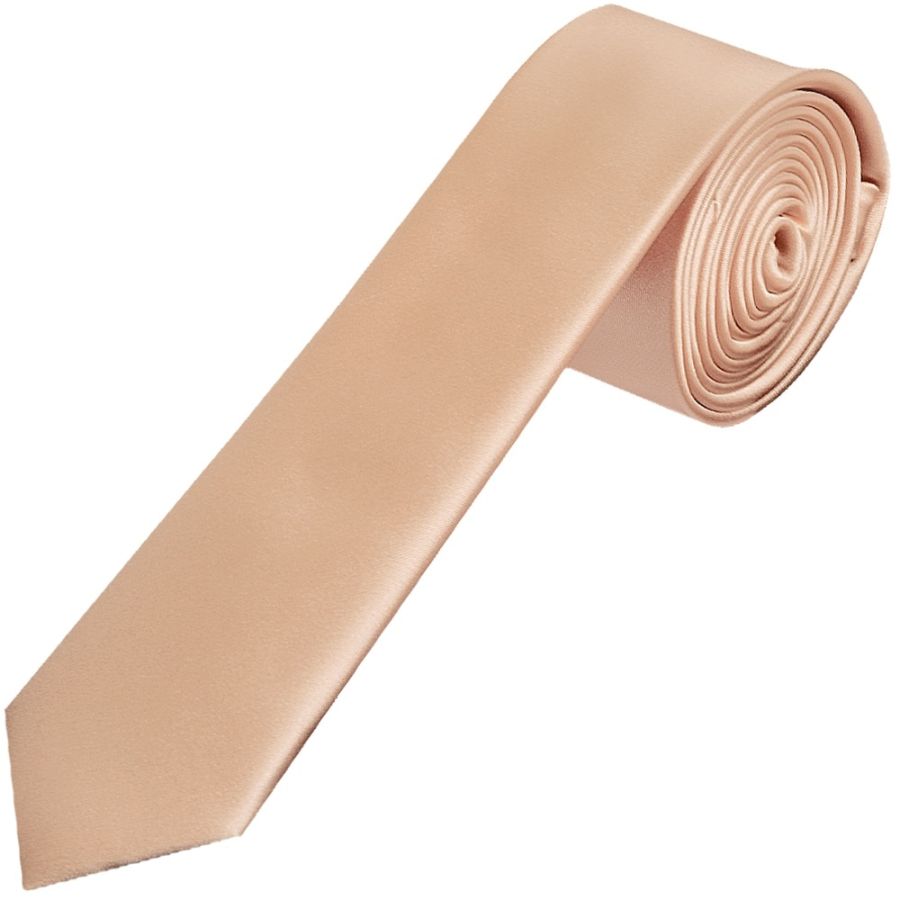 Plain Nude Satin Boys Tie and Pocket Square Set