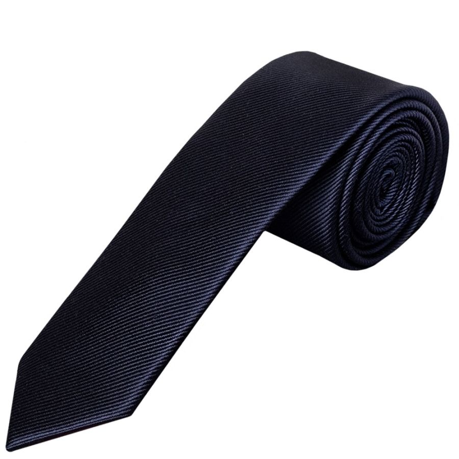 Navy Silk Twill Skinny Mens Tie and Pocket Square Set