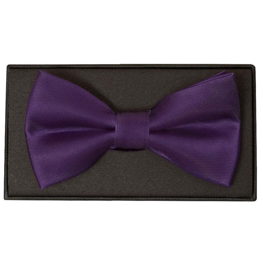 Plain Purple Satin Silk Mens Bow Tie