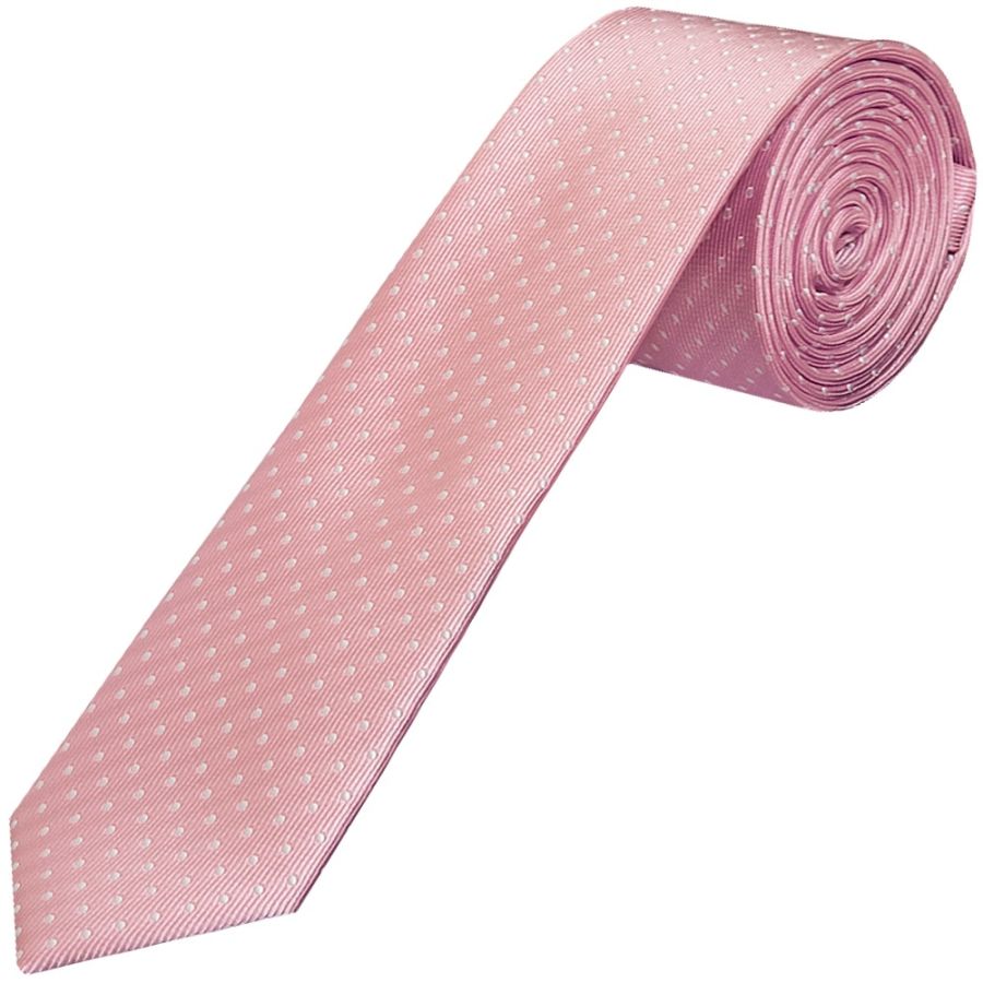 Pink and White Polka Dot Skinny Boys Tie