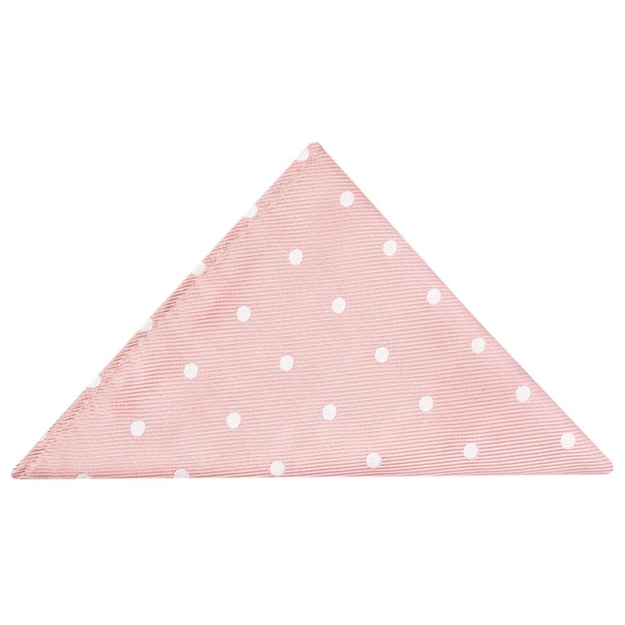 Pink Large White Spot Pocket Square