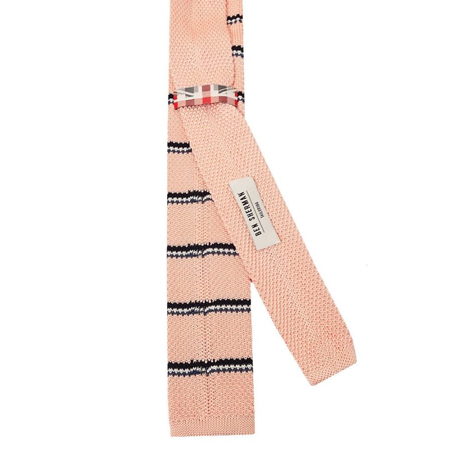 Pink Stripe Knitted Skinny Men's Tie