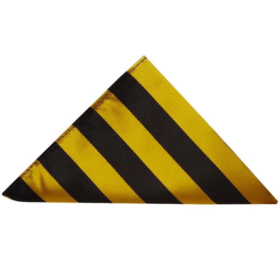 Black and Gold Striped Classic Men's Tie and Pocket Square Set