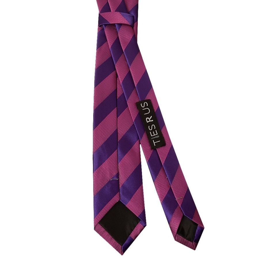 Purple and Pink Striped Skinny Men's Tie and Pocket Square Set