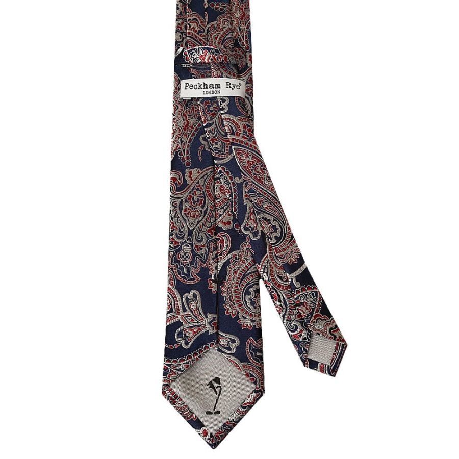 Navy Red Paisley Classic Men's Silk Tie