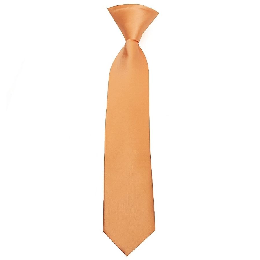 Pre Tied Peach Satin Boys Tie and Pocket Square Set Age 4-7