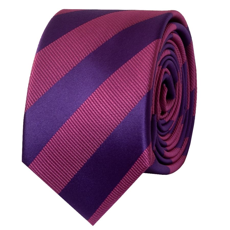 Purple and Pink Striped Skinny Men's Tie